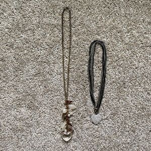 Paparazzi Crystal Cascade & Heart and Rhinestone Heart Pendant Necklaces (2)